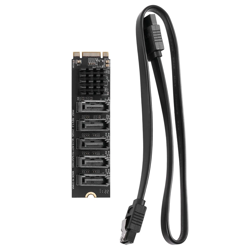 

Плата расширения M.2 NGFF, переходная плата M.2 NGFF B-Key Sata к SATA 3, 5 портов + кабель SATA, карта расширения 6 Гбит/с, Поддержка HDD SSD
