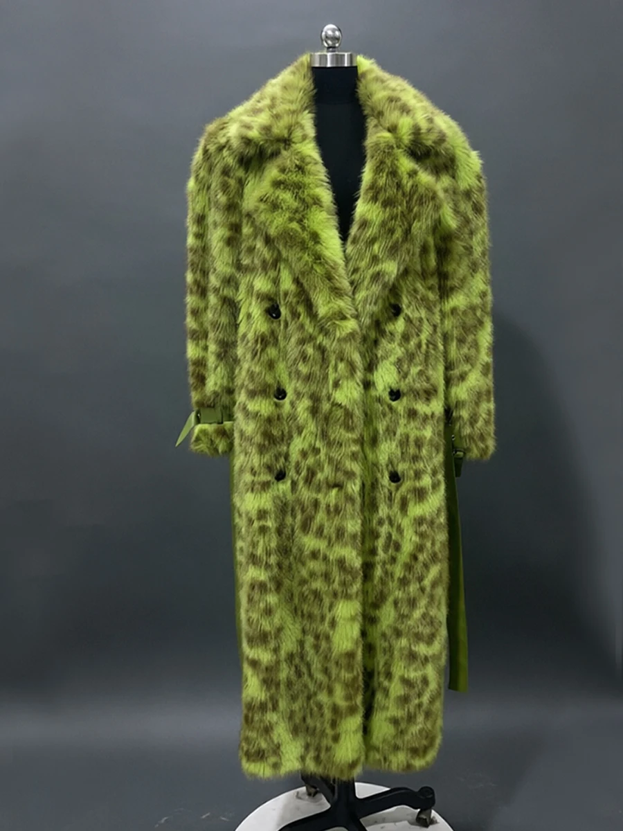 Nerazzurri 2026 New Collection Warm Oversized Leopard Print Faux Fur Coat Women Winter Luxury Brands Designer Clothing Woman