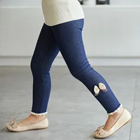 Pantalons pour filles épais chaud hiver printemps Jean nœud bas Leggings enfants pantalons enfants pantalons 5