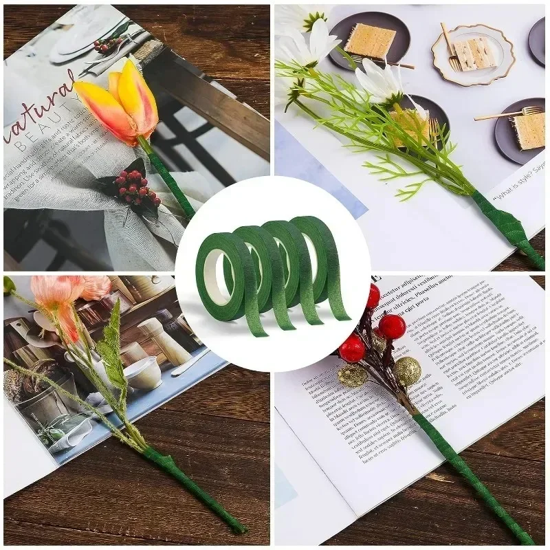 Nastro Floreale Verde Per Bouquet - 2 Rotoli Da 27m X 12mm, Carta Crespa Autoadesiva Per Fiori Finti E Veri - Foto 11