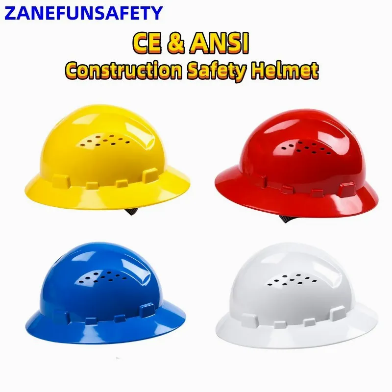 Safety Helmet Full Brim Construction Helmet Engineering Hard Cap White Blue Red Yellow Head Protection Working Hard Hat