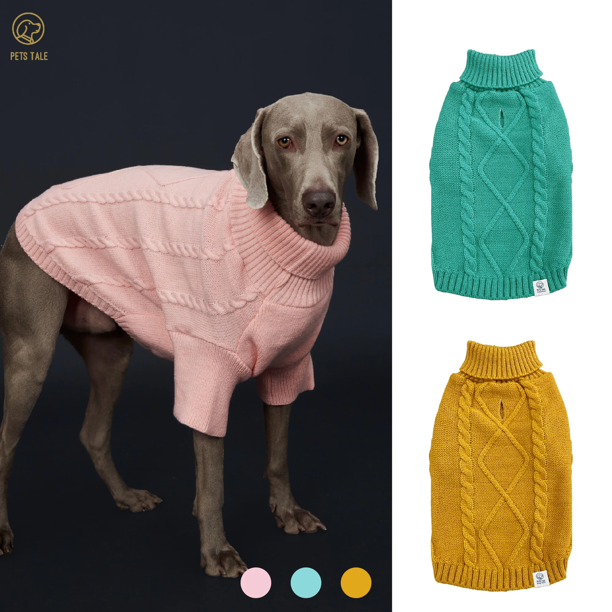 Dog Clothes Pet Sweater 12 GAGUE Sweater with Sleeves Cable Knit and D-ring Hole Detail for Small and Large Dogs Spring Summer