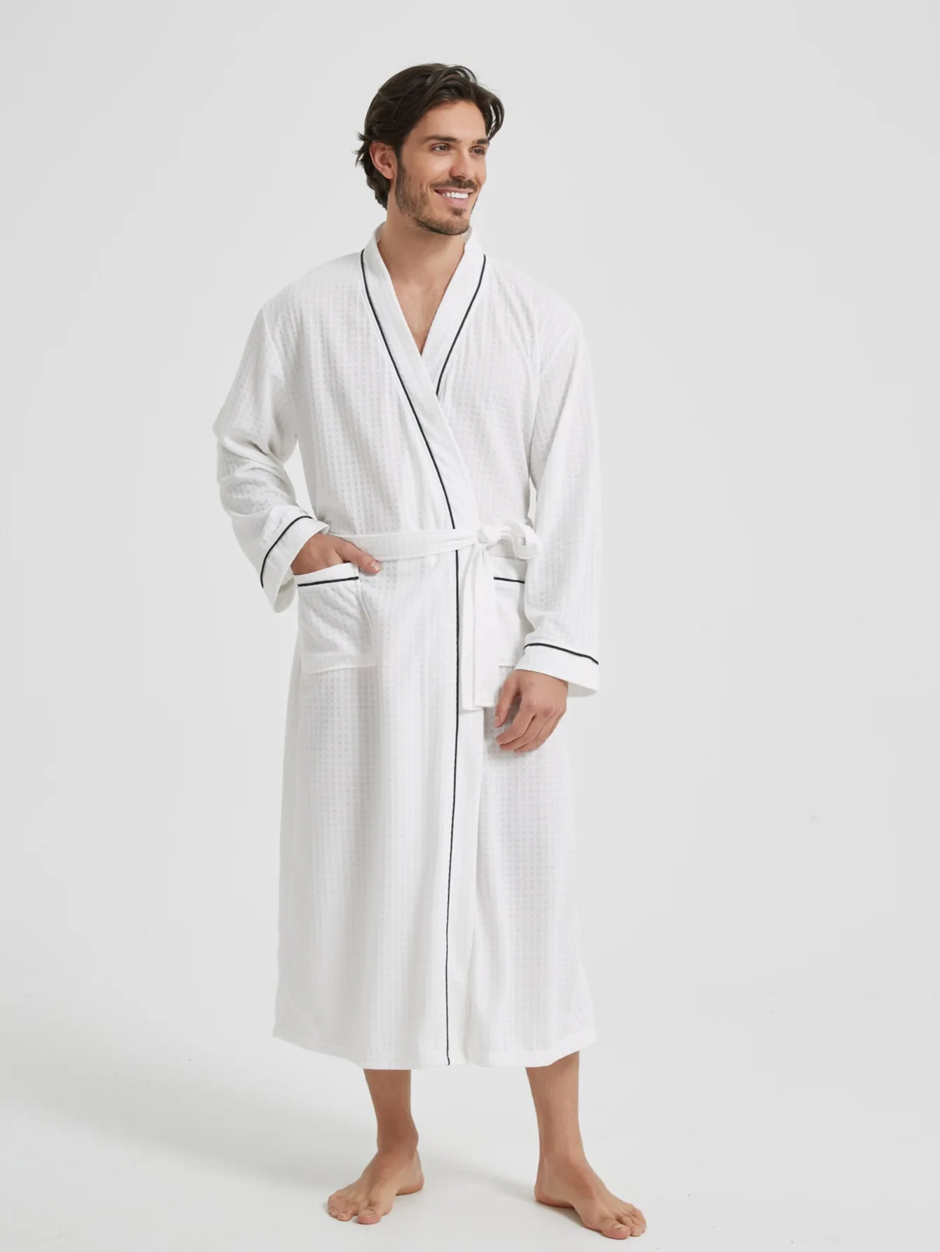 خريف جديد الهراء الرجال رداء طويل كيمونو ثوب طويل الأكمام البشكير صالة ارتداء فضفاض زوجين عادية ملابس خاصة ملابس المنزل بيجامة