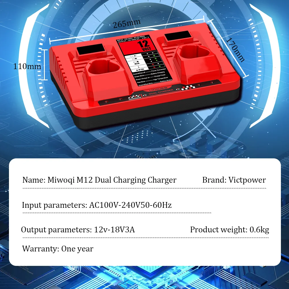 Tools batteria 12v Charger 2A 3A Li-ion Charger For milwaukee m12 12V bater&iacute;a RechargeableLithium lon Power Tool Drill Battery battery charger