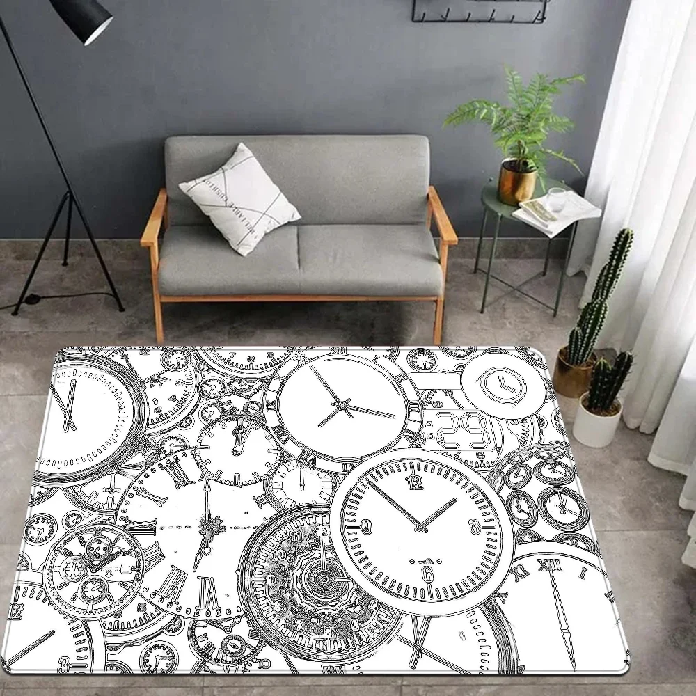 Time travel Room Mats Cheaper Anti-slip Modern Living Room Balcony Printed Welcome Rug 2