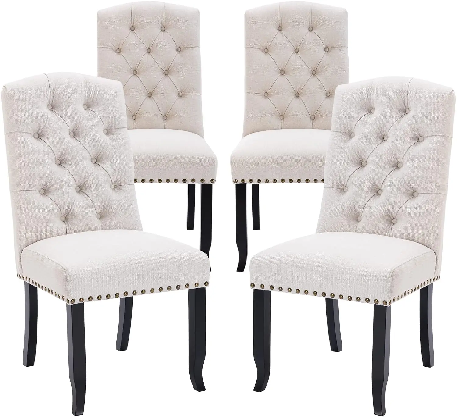 

COLAMY Button Tufted Dining Chairs Set of 4, Upholstered Parsons Dining Room Chairs,Beige