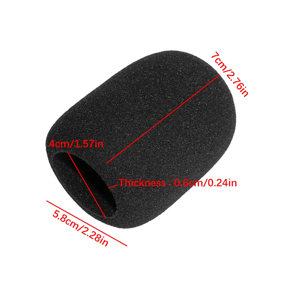 6pcs Microphone Cover High Density Mic Windscreen Sponge Foam for Most Standard Microphones