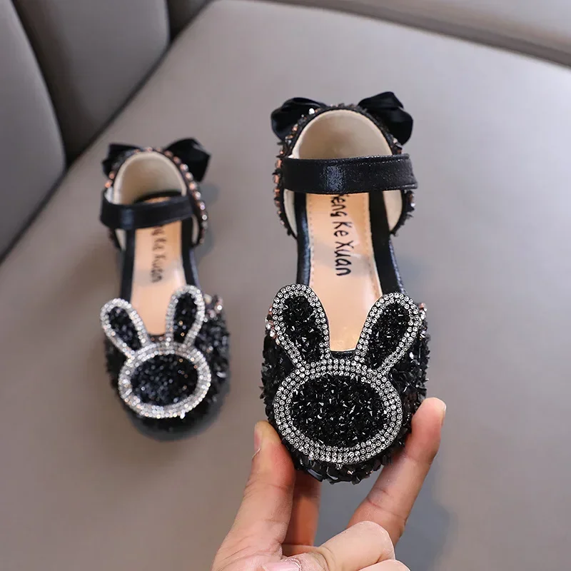 Sweet Kids Sandals for Girls Spring Summer Sequins Children Princess Shoes Causal Versatile Cute Bow Toddlers Dress Flat Sandals