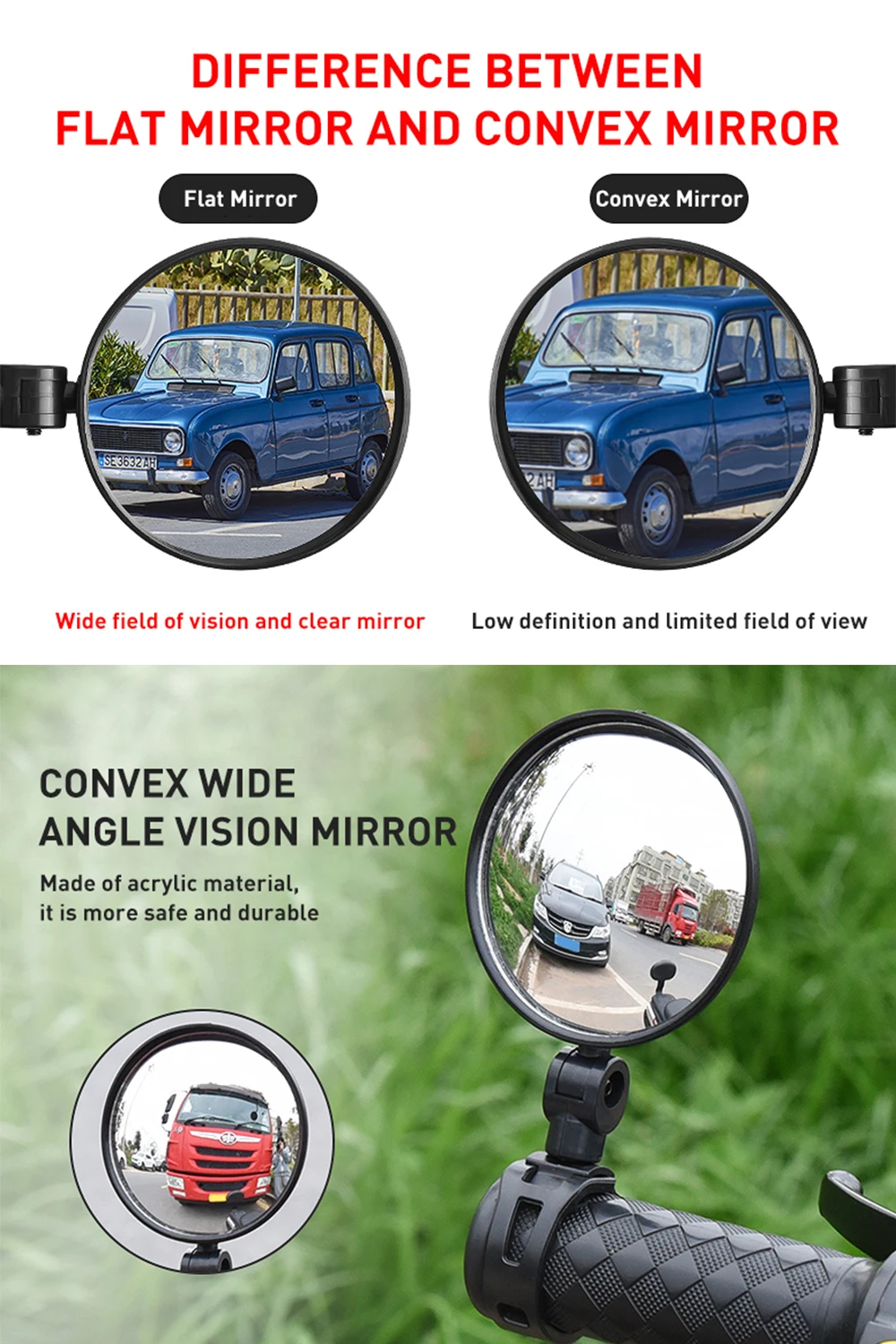 Bicycle Rearview Mirror 1 PC for Electric Scooter Xiaomi Scooter Ninebot