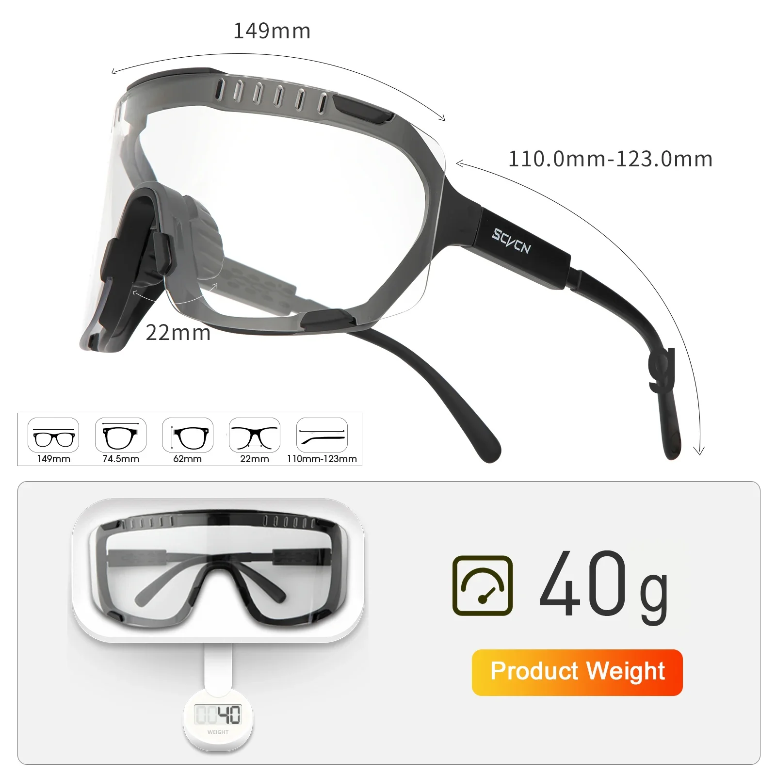 SCVCN Photochromic Sunglasses for Men Cycling Glasses Mountain Bike Road Bicycle Eyewear Pock Cycle Goggles UV400 MTB Biking