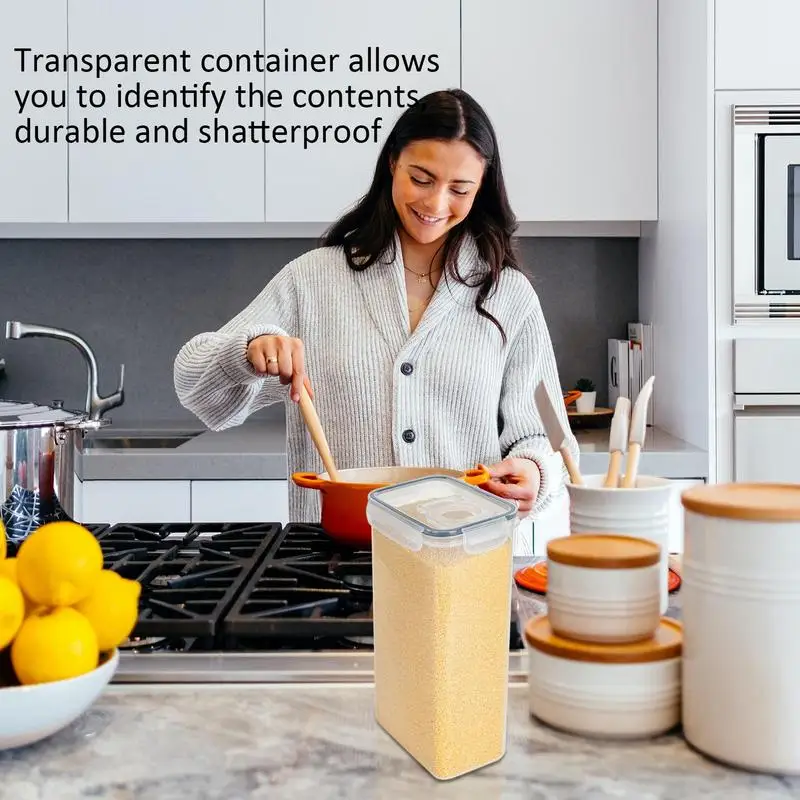 

Food Storage Container 5 Pieces Airtight Storage Box Cereal Organizer With Easy Lock Lids Grain Keeper Pot kitchen accessories