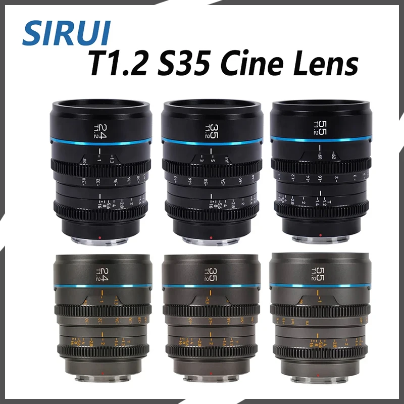 Sirui Night Walker 24Mm 35Mm 55Mm T1.2 S35 Cine Lens Per Sony E Fuji X Canon Rf Red Komodo Rf Lumix Mft M4/3 Mount Camera