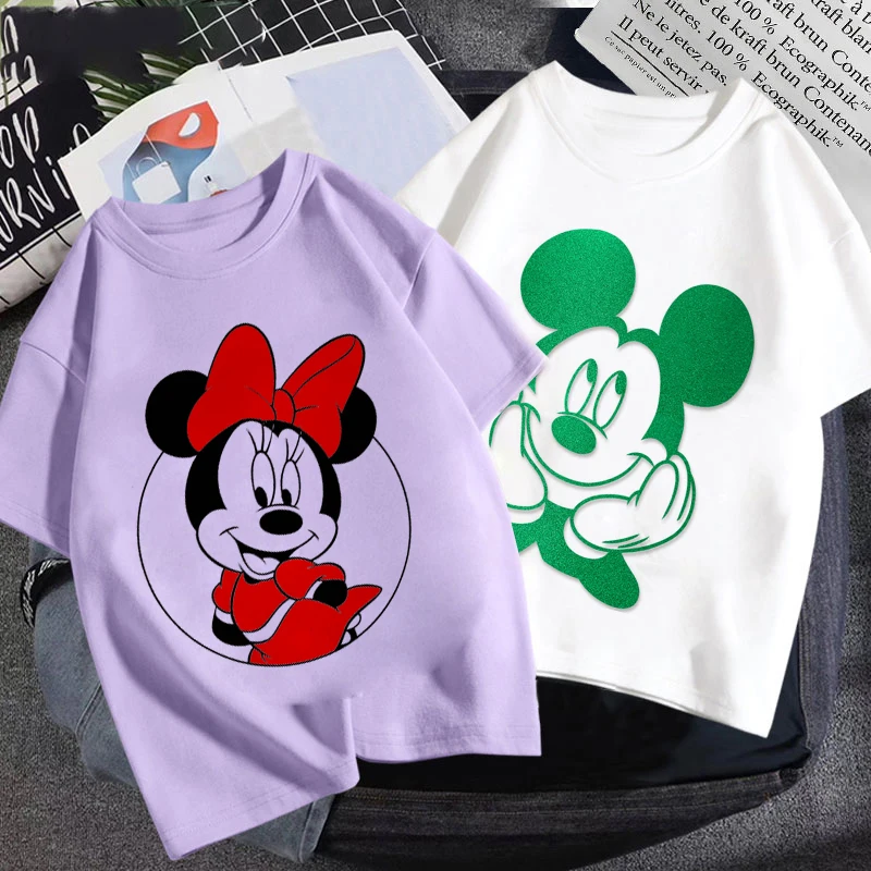

Disney Plus Girls Summer Clothes Mickey Mouse Mickey Summer Fashion Cartoon Harajuku Short Sleeve Cute Disney Shirt Tee Top