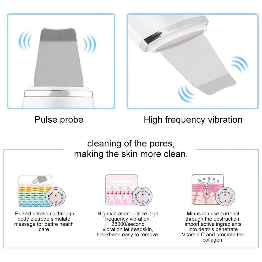 Professional Ultrasonic Skin Scrubber Deep Face Cleansing Removes Grains And Pimples Rejuvenation Peeling Beauty Care Machine