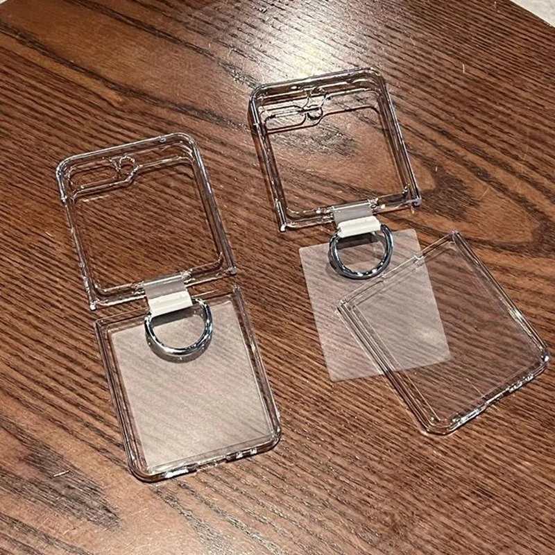 Ultra Thin Transparent PVC Ring Bracket Case - Shockproof Hard Bumper Cover
