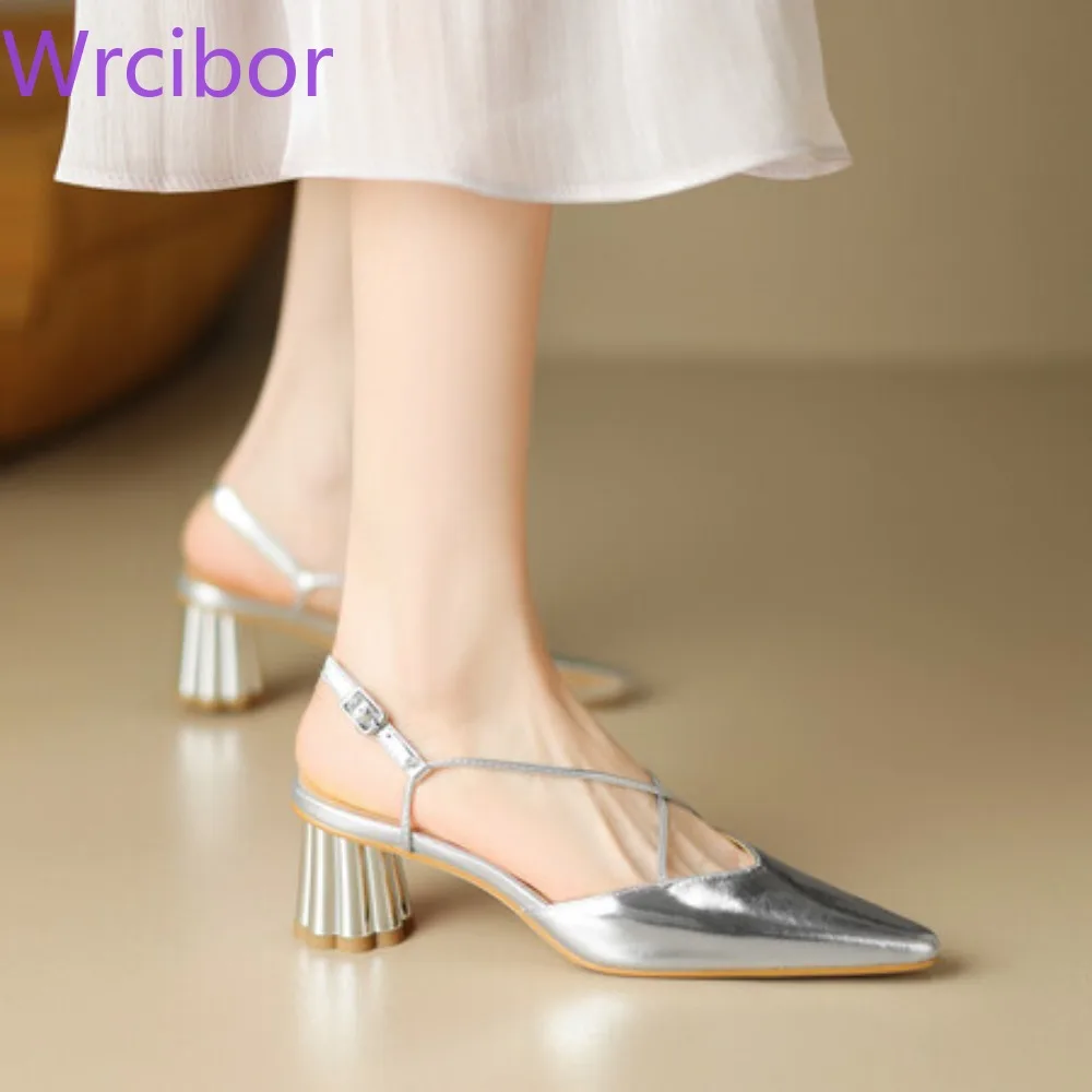 

Women's Sandals High Heel One Strap Temperament French Style Shallow Mouth Baotou Absolutely Beautiful Single Shoes