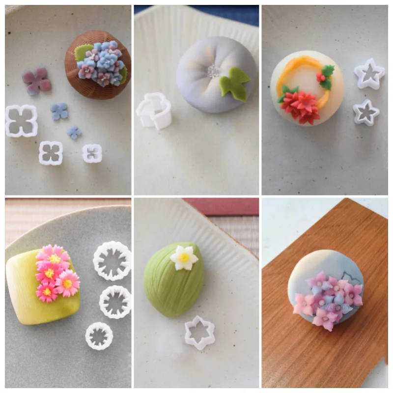 일본 화과자 장식 도구 송진 커터, 미니 잎 꽃 커터, DIY 일본 디저트, 폴리머 클레이 커터 