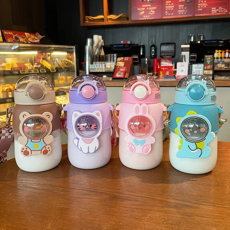 700ml Kids Water Bottle for School Boys Girl Cup With Straw BPA Free Cute Cartoon Leakproof Mug Portable Travel Drinking Tumbler