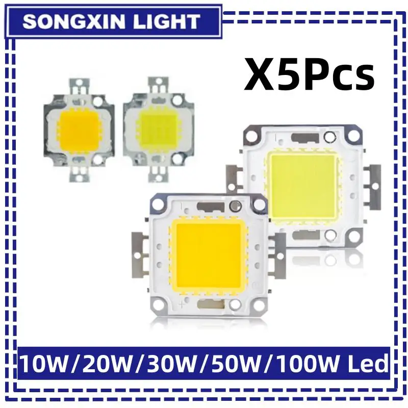 5pcs/Lot 10W 20W 30W 50W 100W COB LED Chip DC 9-12V 30-36V Integrated Matrix Diode Beads DIY Floodlight Spotlight High Power