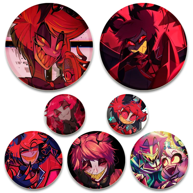 

Cartoon Figure Alastor Enamel Pins Criminals and Demon Lords Badge for Clothes Bag Decor Round Snap-in Brooches Backpack Jewelry