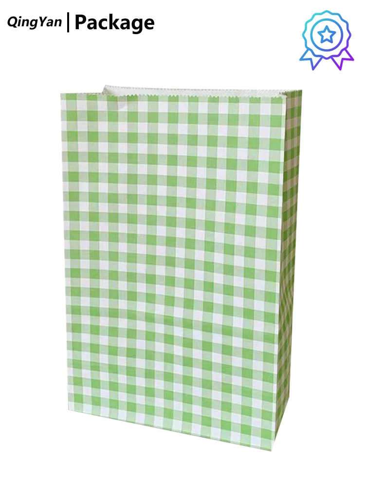 

Ins Minimalist Macaron Checkered Paper Bag Gift Packaging Bag Storage Bag Candy Packing and Packaging Baking Paper Bag
