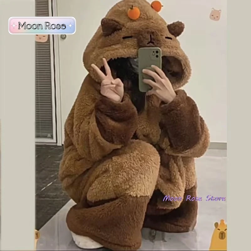 Adult capybara cosplay costume robes Kigurumi anime nightgown Halloween cartoon pajamas pajama party costume
