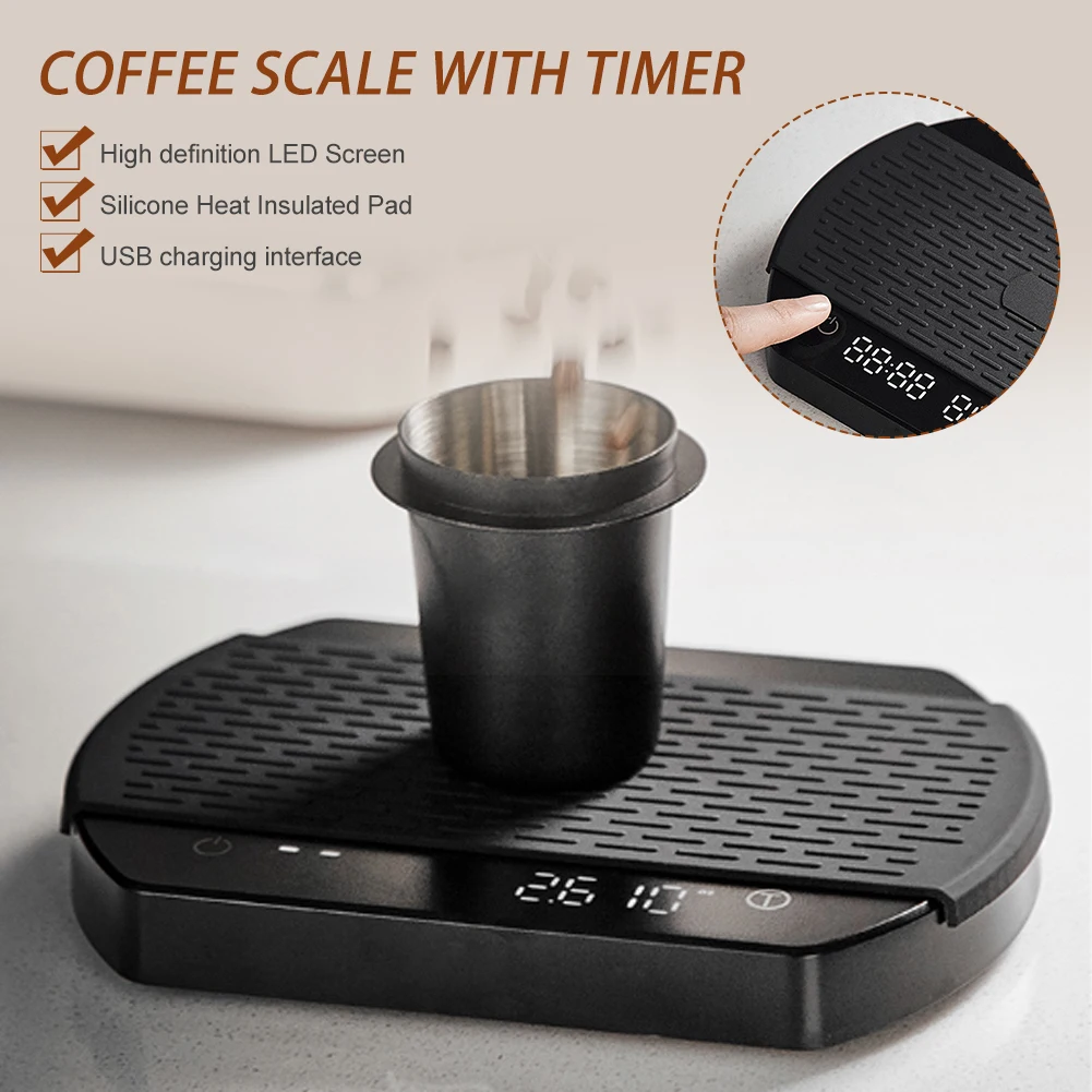 Mini Coffee Scale with Timer USB Rechargeable 3kg/0.1g Digital Scale  oz/ml/g Units with Silicone Cover for Espresso Pour Over - AliExpress