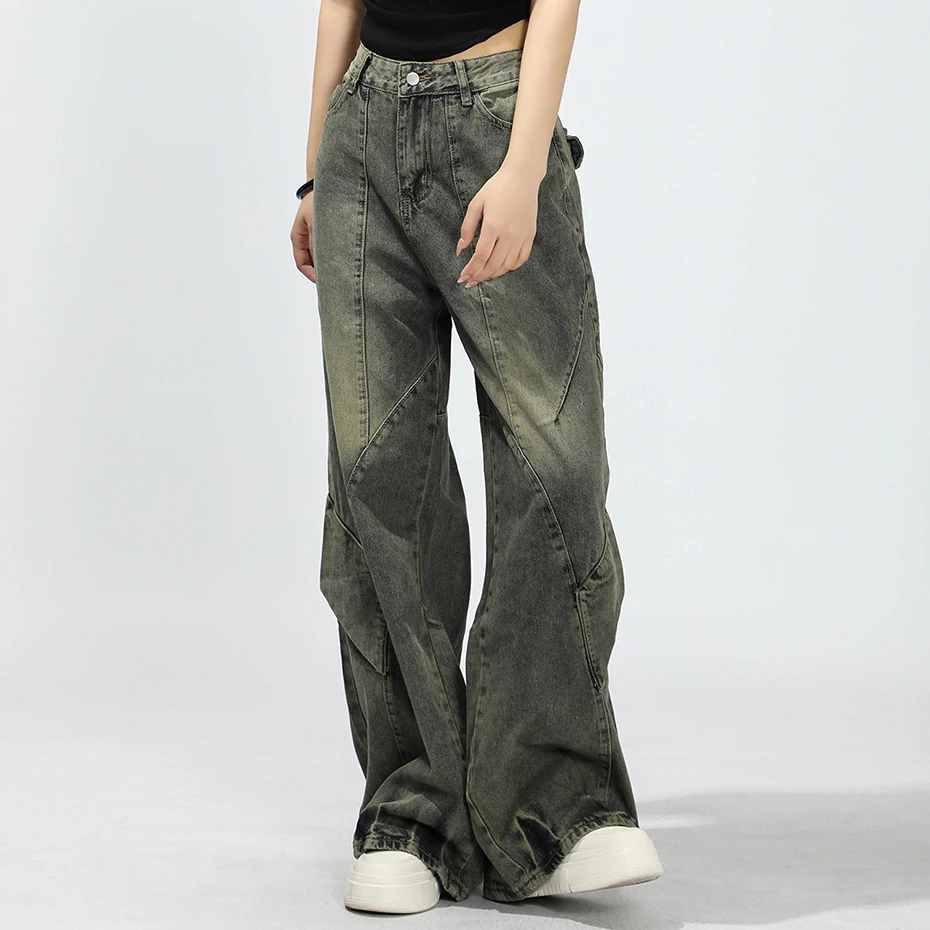 Men Vintage Baggy Jeans Patchwork Designer Retro Blue Loose Straight Denim Pants Harajuku Streetwear Jeans Trousers 3