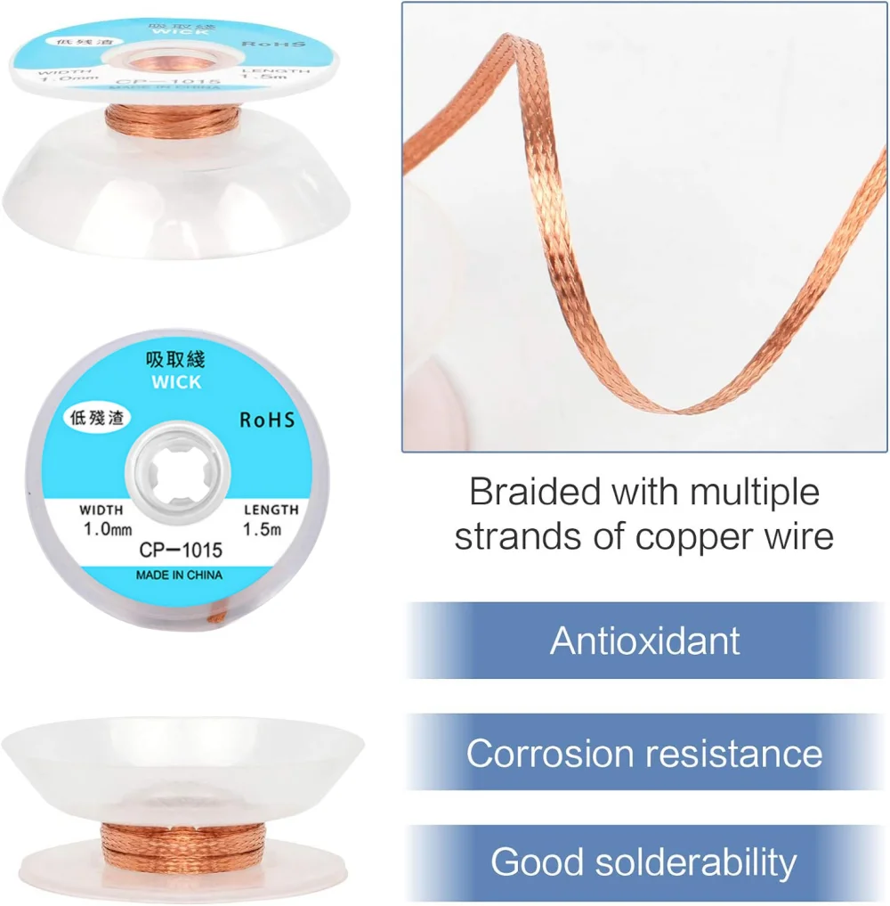 5 PCS Soldering Wire 1.0/1.5mm Braid Soldering Mesh Welding Parts Low Residue No-Clean Solder Tin Remover Tool