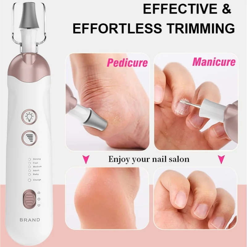 Professional Portable Electric Nail File Set 5 Speeds Hand Foot Care Tool for Calluses Thick Nails Grind Trim Polish Cuticle 2