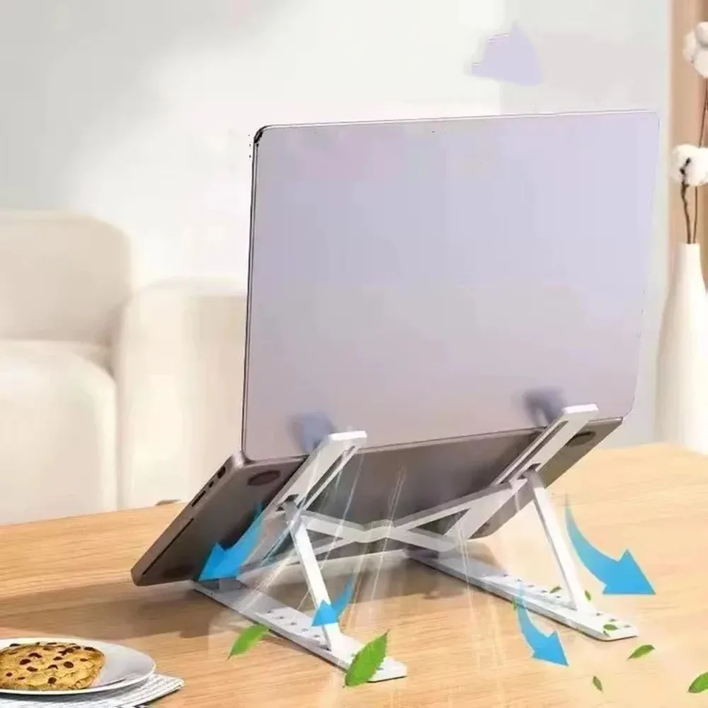 조절 가능한 알루미늄 노트북 스탠드 - 6단계 높이 조절, 8-16인치 노트북용 접이식 및 휴대용 디자인, 향상된 환기 및 열 방출 기능