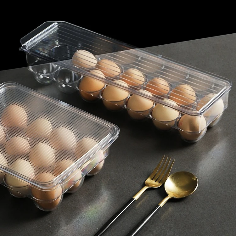 

Egg Container with Lid Plastic Egg Storage Box Stackable Egg Tray Refrigerator Fresh Keeping Organizer Kitchen Storage Box