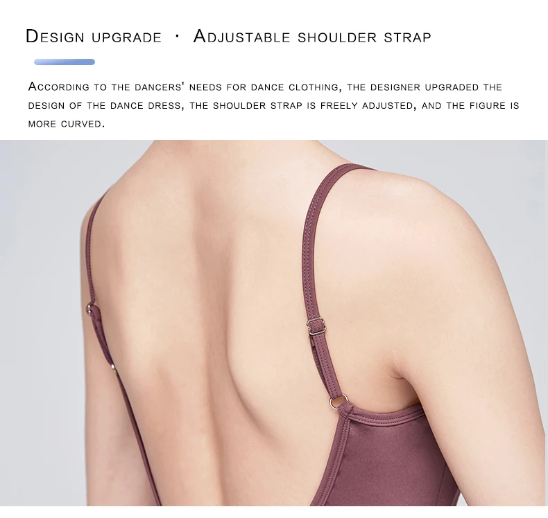Damen High-Hip-Tanzanzug für das Figurentraining – Basic-Gymnastik-Outfit mit Trägern – Professionelle Trainingskleidung für Figuren-Tanz – Detail 4