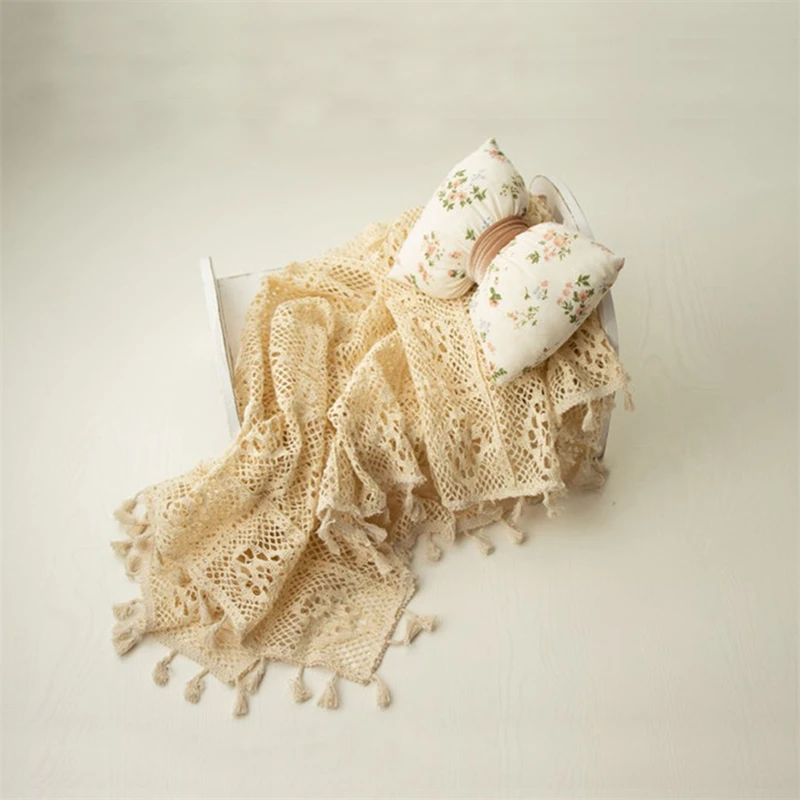 Vintage Beige Tassel Cotton Blanket