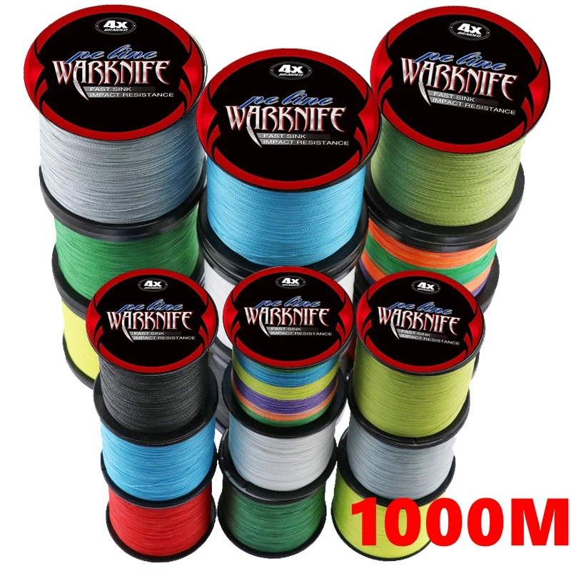 

Warknife 4 Strands Braided Fishing Line 1000m Strong 4 Braid Wire for Carp Fishing Multifilament Line Fluorescent Yellow/Green