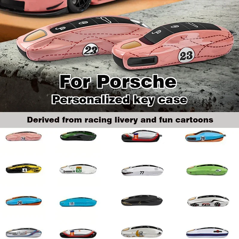 Grüne Grello-Lackierte Autoschlüssel-Schutzhülle für Porsche Panamera, Cayenne, Macan, 718 Cayman, Boxster, 911, Taycan 10-25 – Detail 2