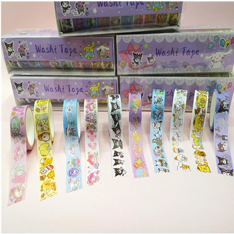 10 rollen von Sanrio hand konto material dekorative aufkleber Melody zimt hund Kulomi band aufkleber DIY spielzeug geschenk