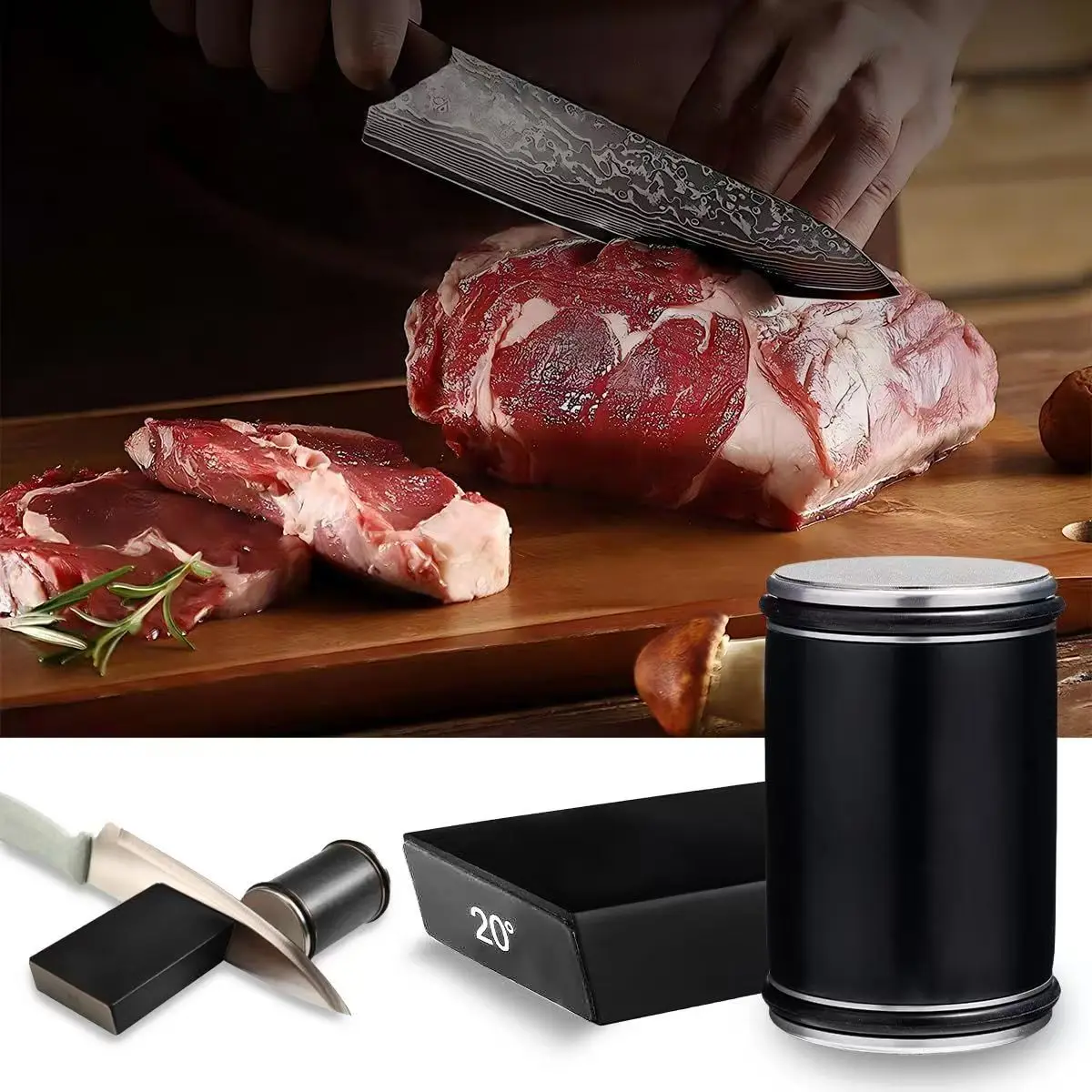 Knife Sharpener Roller for Kitchen Knives Industrial Diamond Roller Sharpener Stone 15 & 20 Degrees