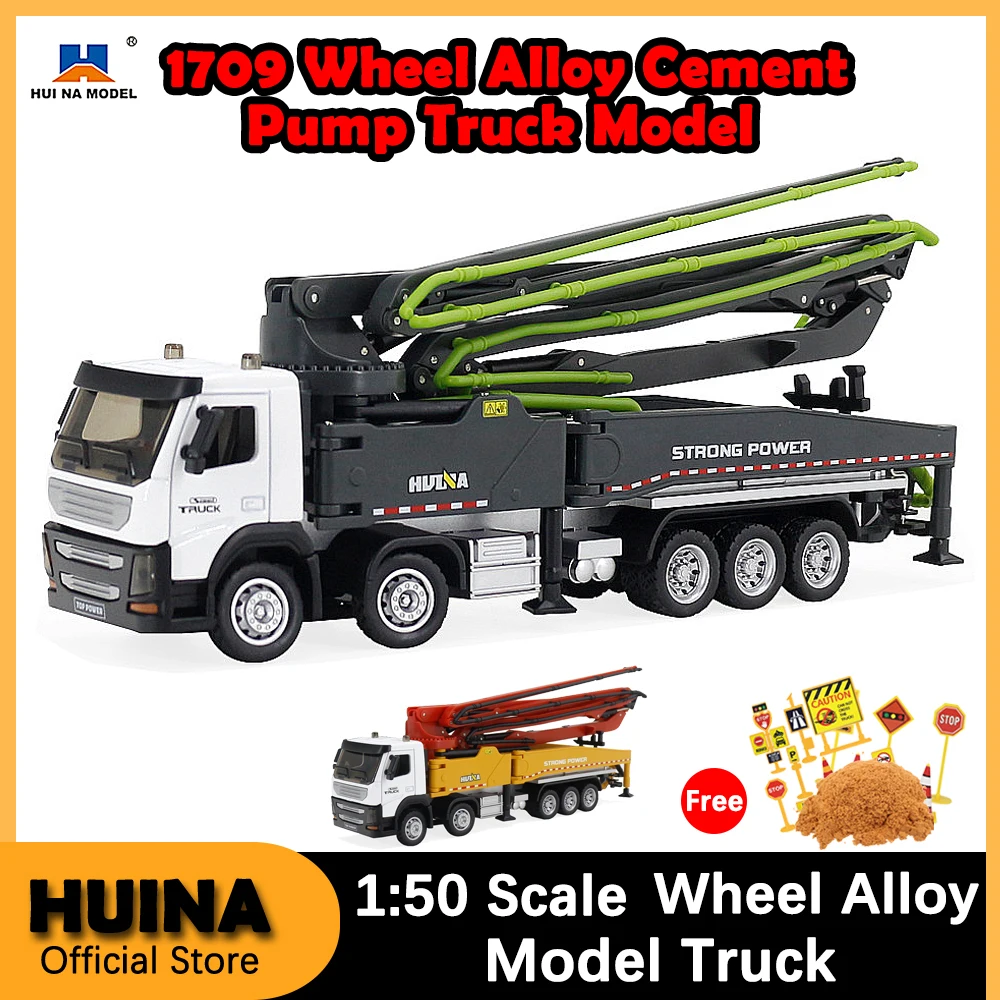 

HUINA 1:50 Diecast Car Model Alloy Simulation Concrete Pump Scale Truck Toy Wheel Loader Vehicle Dump Engineering Back to School