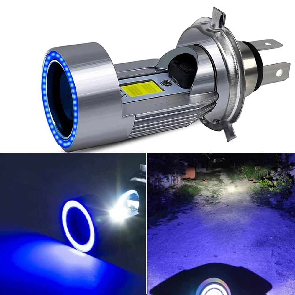 H4 LED Headlight Bulb Motorcycle Hi/Lo Beam with Angel Eye Daytime Running Light 25W 3000LM Super Bright 6000K motorcycle led headlight