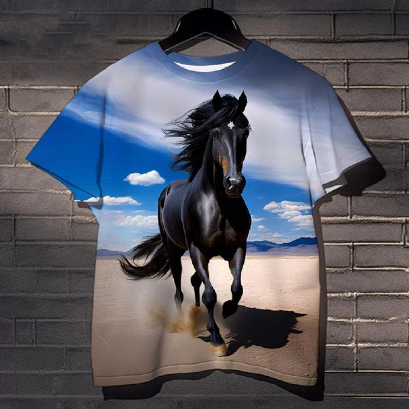 Cool Animal Horse 3D Print T-Shirts Men Casual Short Sleeve T Shirt Hip Hop Streetwear Harajuku Oversized Tees Man Tops Clothing 3