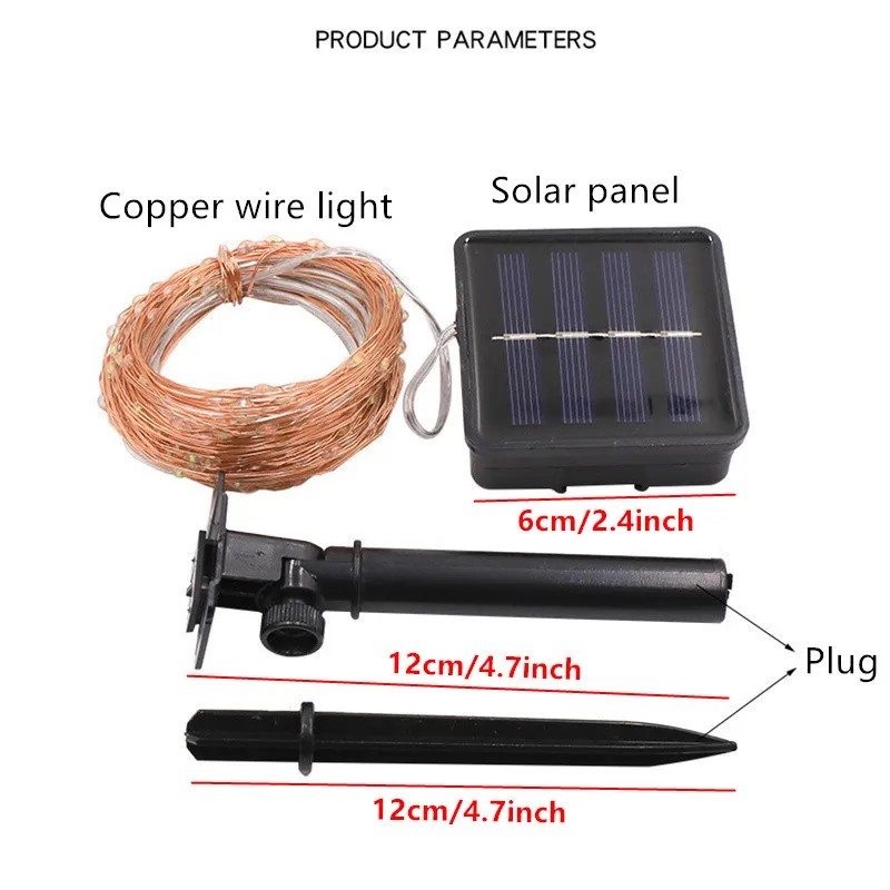 Waterproof Outdoor Solar LED Fairy String Lights - Twinkling Copper Wire for Parties & Garden Decor