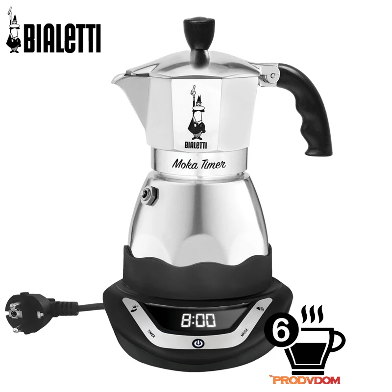 Электрическая гейзерная кофеварка Bialetti Moka Timer 6 порций | Бытовая техника