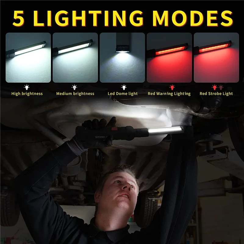 5 Modes USB Rechargeable Flash Light COB Torch Tail Magnet Work Lights Portable Camping Lantern LED