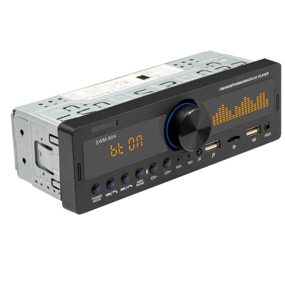 자동차 라디오 멀티미디어 핸즈프리 MP3 플레이어, FM AM 오디오, 12V, USB, SD, AUX 입력 대시 로케이터, 자동 스테레오 헤드 유닛, 1Din
