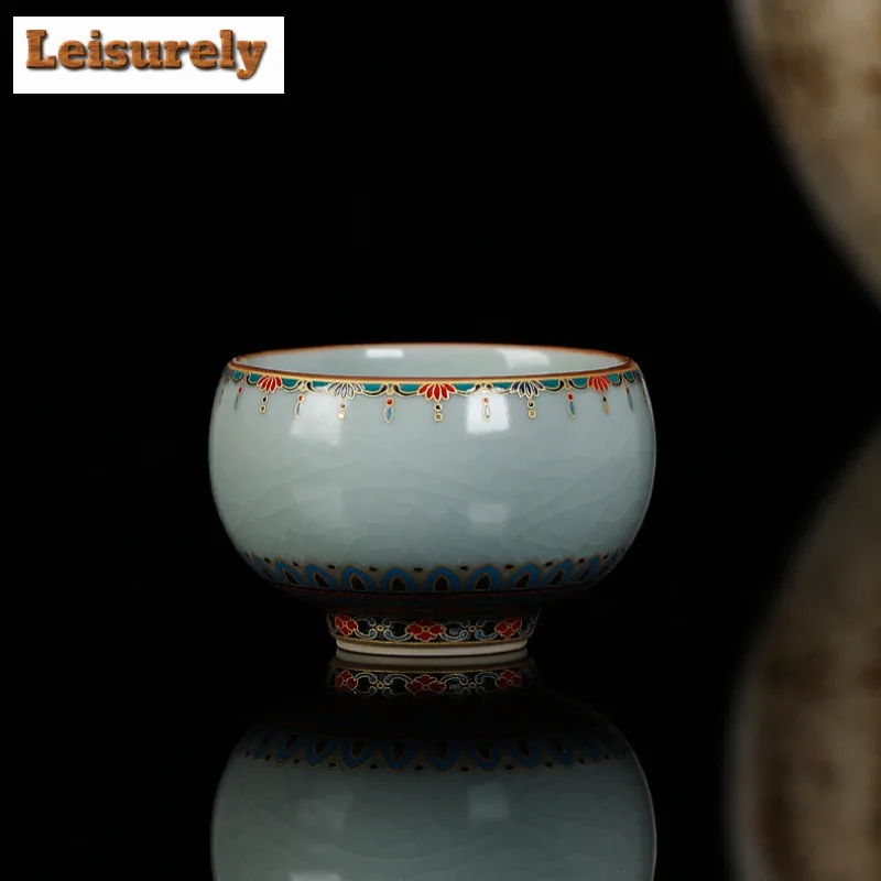 120ml Ru Kiln Dunhuang Meditation Teacup Vintage Tea Bowl Set Of Cups Tea-tasting Smelling Cup Jianzhan Master Cups Teaware Gift