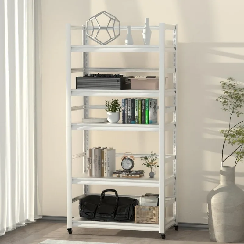

Metal Storage Shelves with Wheels, Adjustable Shelving Unit Utility Rack, Heavy Duty Pantry Shelving Organization