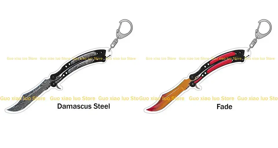 Guo Xiao Luo CS GO Waffe Schmetterlingsmesser Autotronic Gamma Doppler Marmor Fade Case Gehärtete Skins Acryl Schlüsselanhänger Taschenanhänger – Detail 6