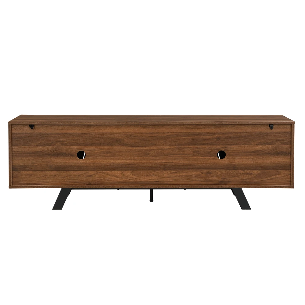 160 x 39 x 50,5 cm großer TV-Schrank mit Wellenfront, Lowboard in Walnuss-Optik mit schwarzen Eisenbeinen, großer Stauraum, Kabelmanagement und Stauraum – Detail 27