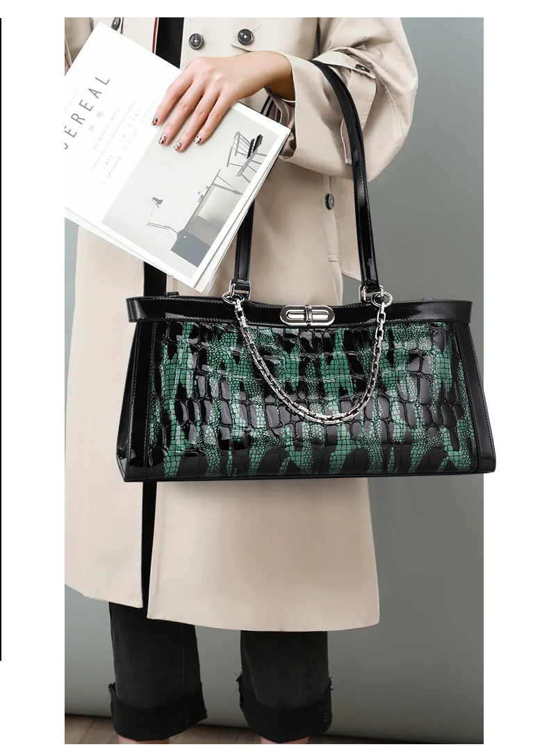 Aidrani Modische Luxus-Damenhandtasche aus Rindsleder 2026 Trend Original Markenhandtasche Krokodilmuster Große Kapazität Horizontale Tasche – Detail 4